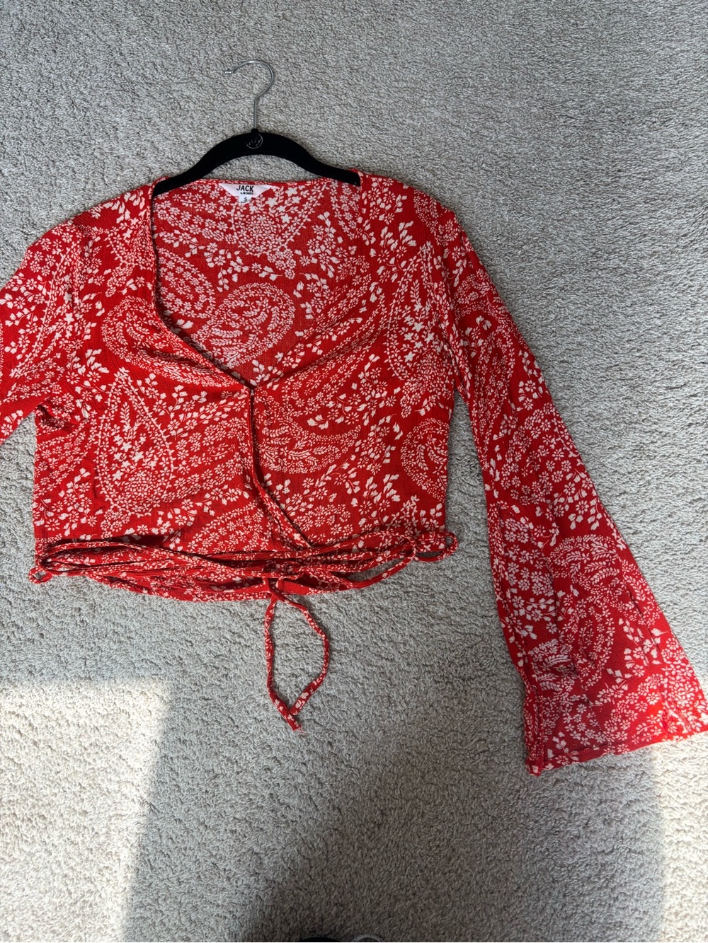 Jack by BB Dakota Red Paisley Floral Wrap Blouse